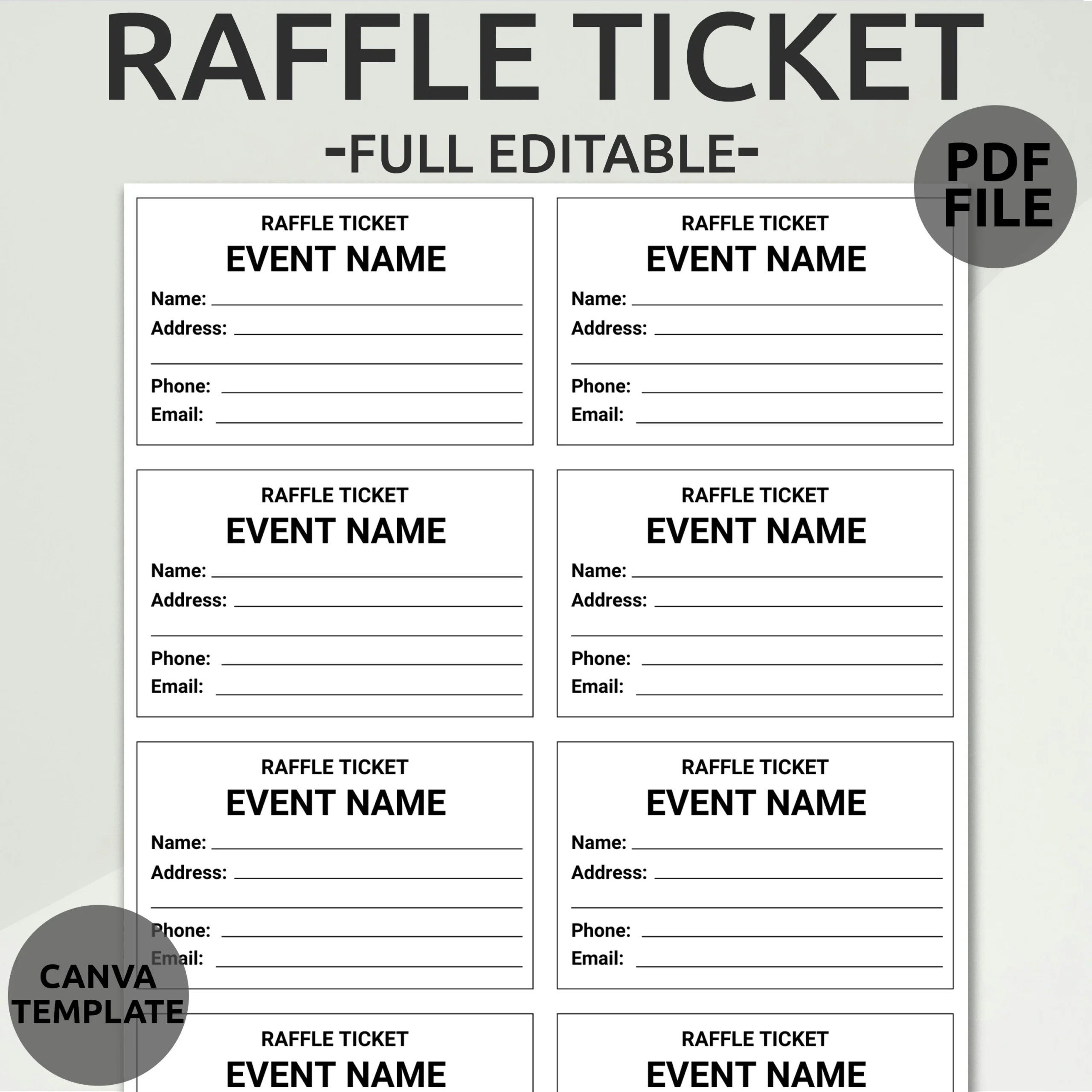Bearbeitbare Raffle Ticket Vorlage Druckbare Raffle Los 