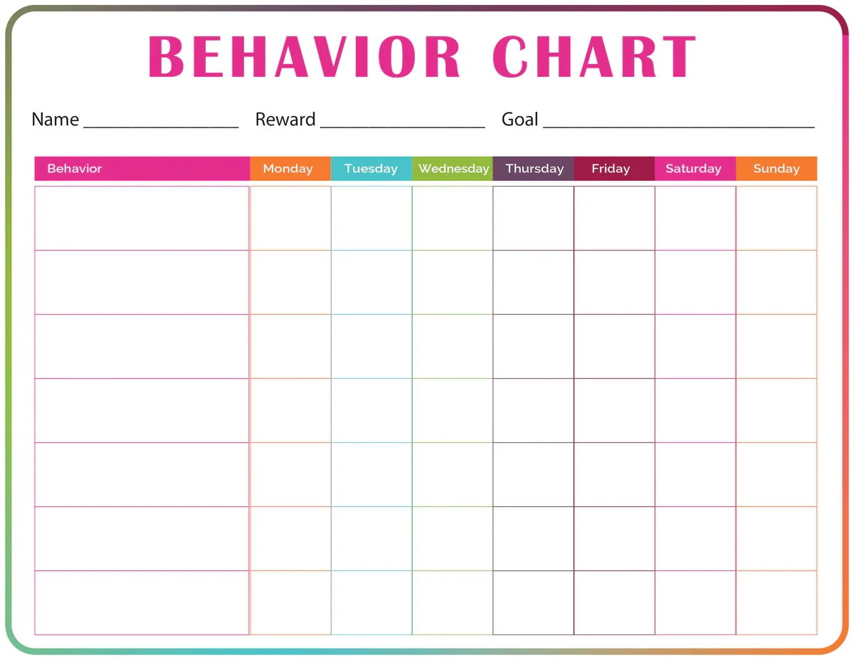 Kids Behavior Char Printable Blank