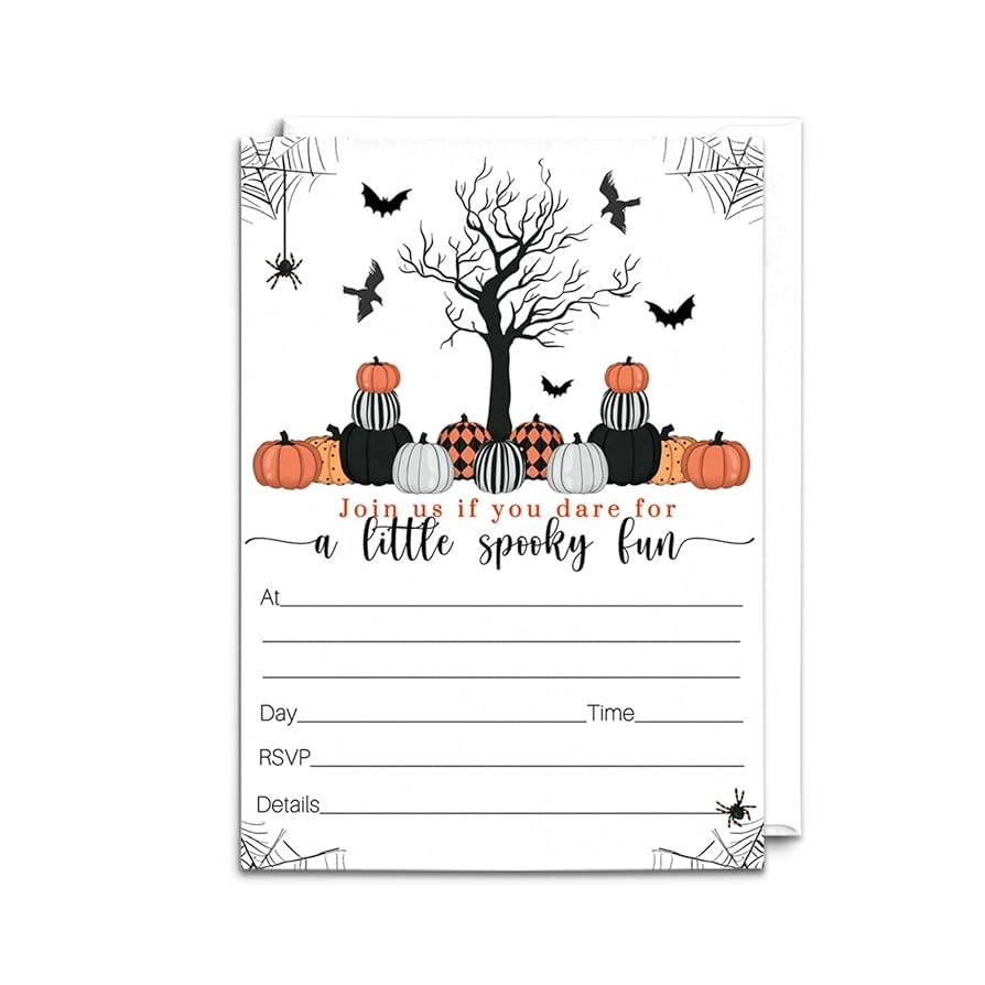 Bewitched Halloween Invitations With Envelopes 25 Guests Blank 