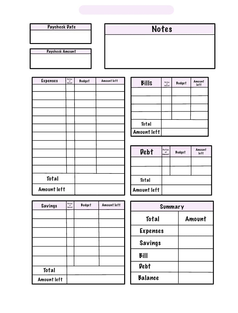 Bi-Weekly Blank Budget Free Printable
