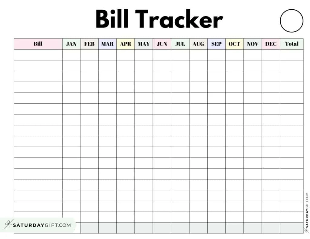 Bill Organizer Template 39 Cute amp Free Printable Bill Trackers