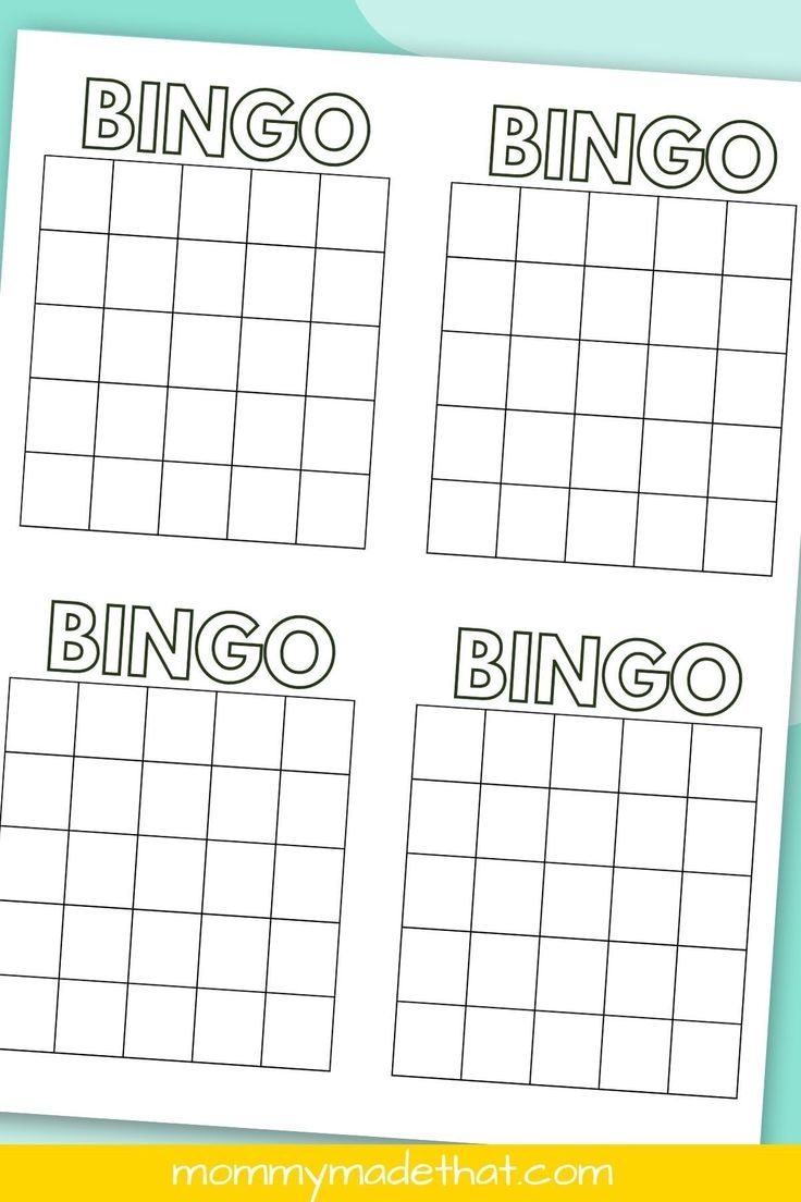 Printable Blank Bingo Cards 4x4
