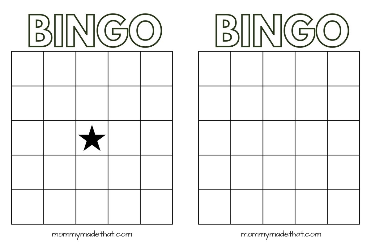 Free Printable Bingo Card Blank