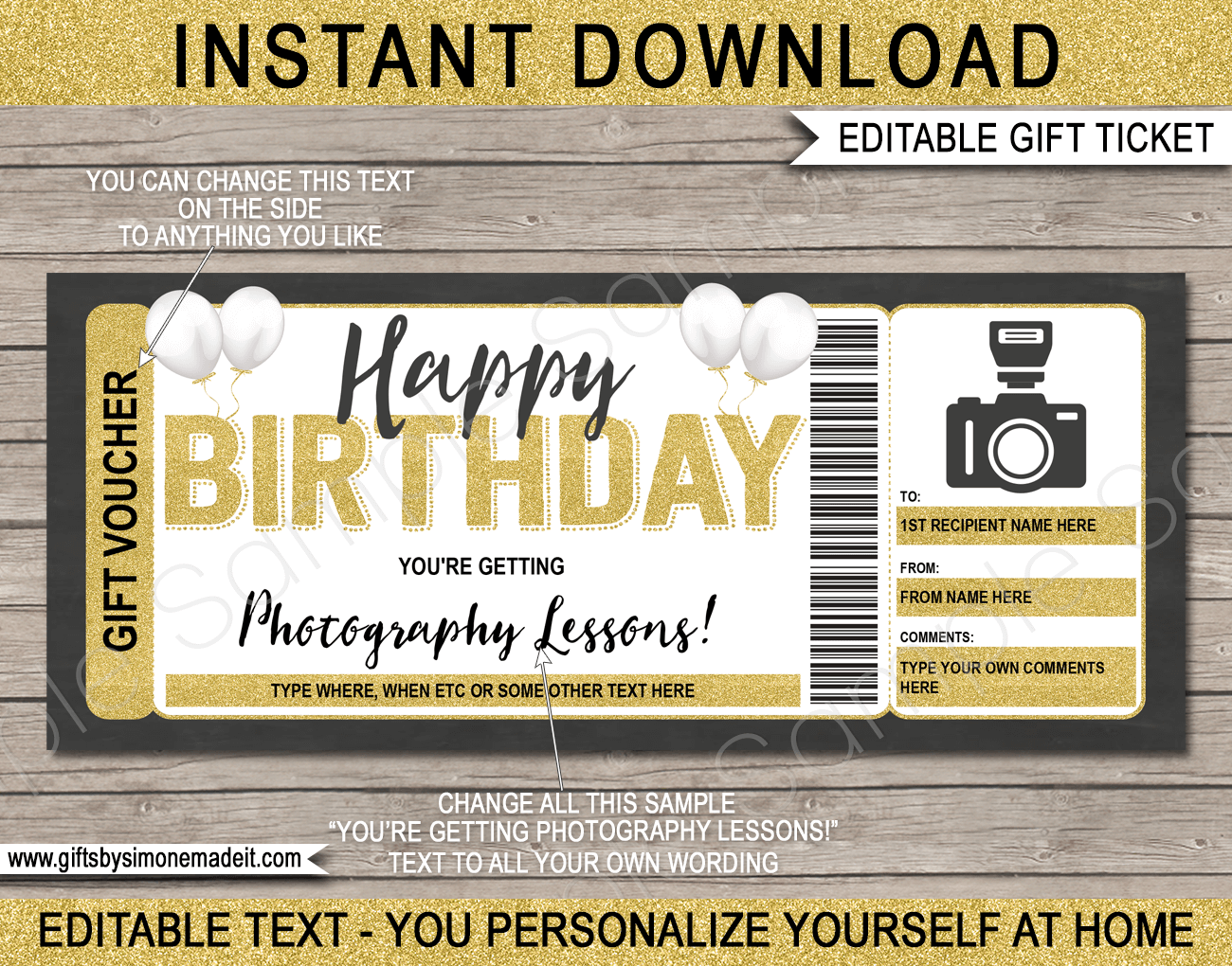 Birthday Photography Gift Voucher Template