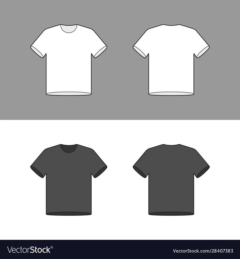Black And White Shirt Mock Up Set Blank T shirt Vector Image