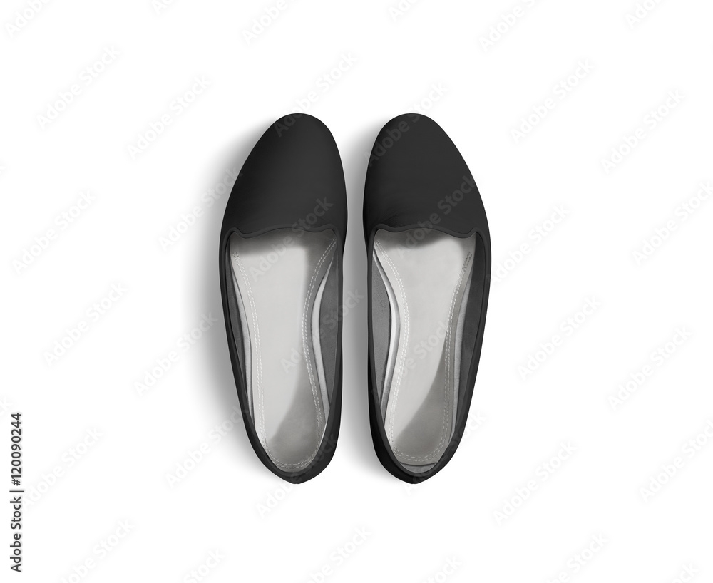 Black Blank Women Shoes Mockup Stand Isolated Top View Clipping 