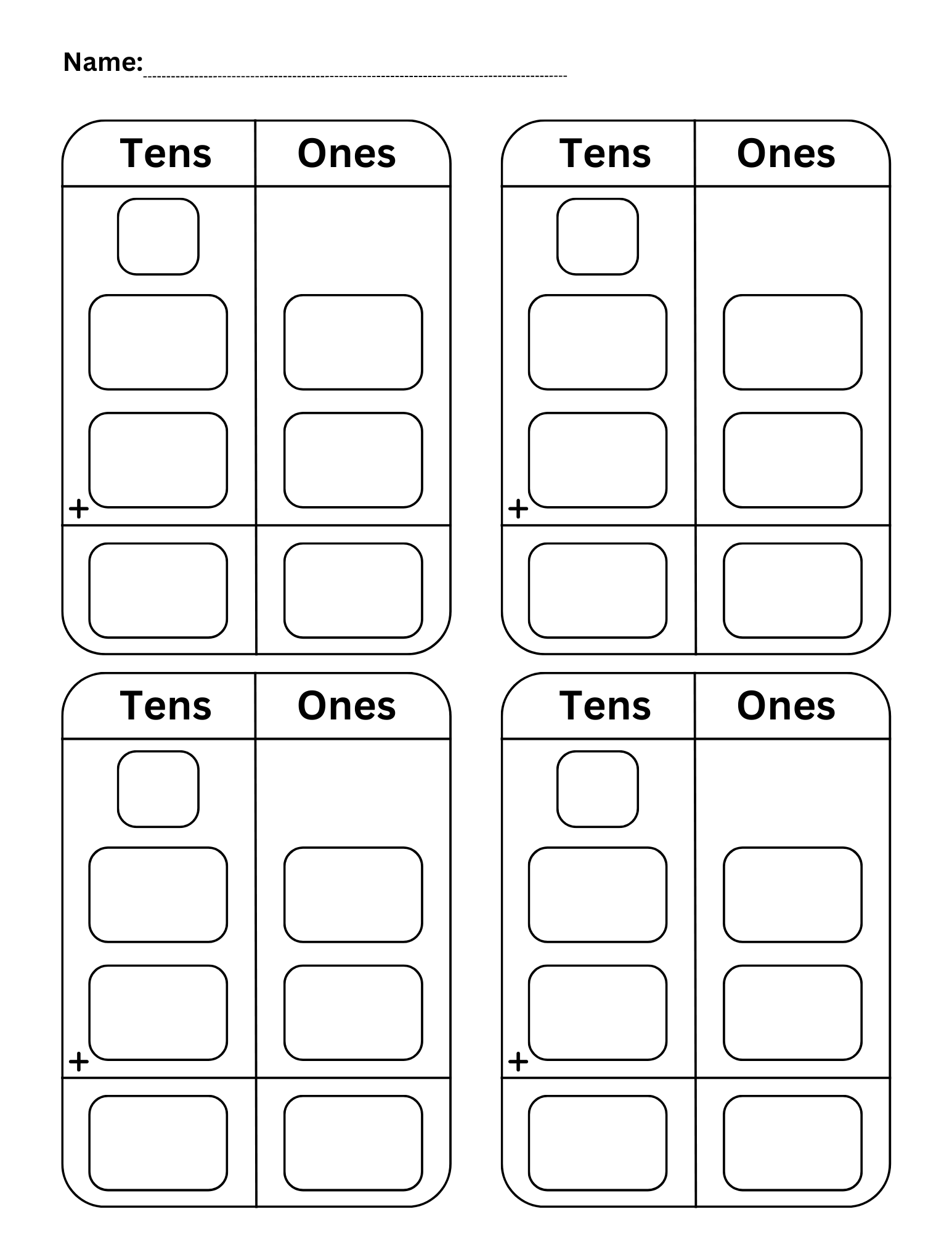 Blank 2 Digit Addition Worksheets Two Digit Addition Regrouping 