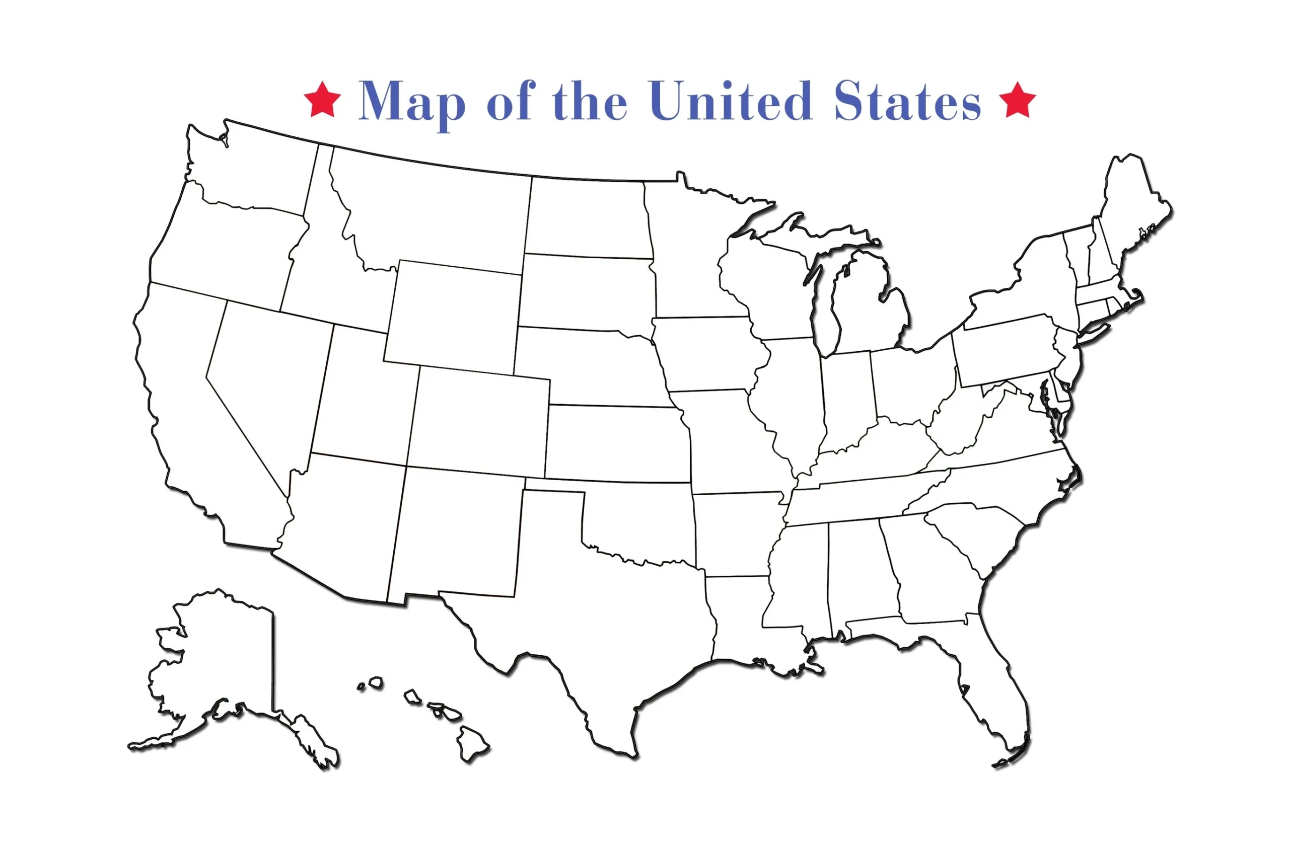Blank 50 United States Outline Map Poster Laminated Blank Wall 