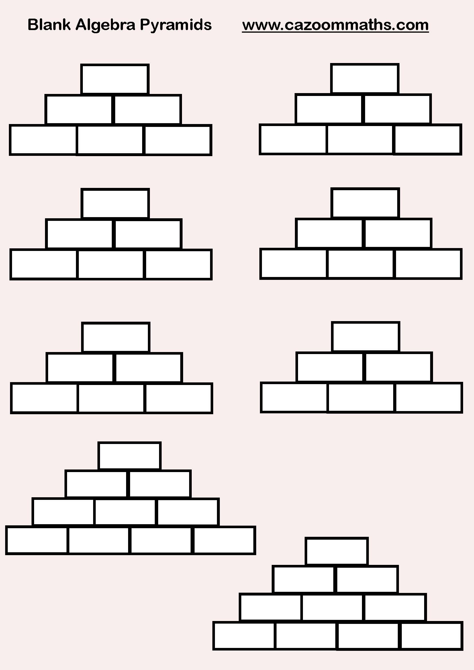 Blank Algebra Pyramids FREE Teaching Resources