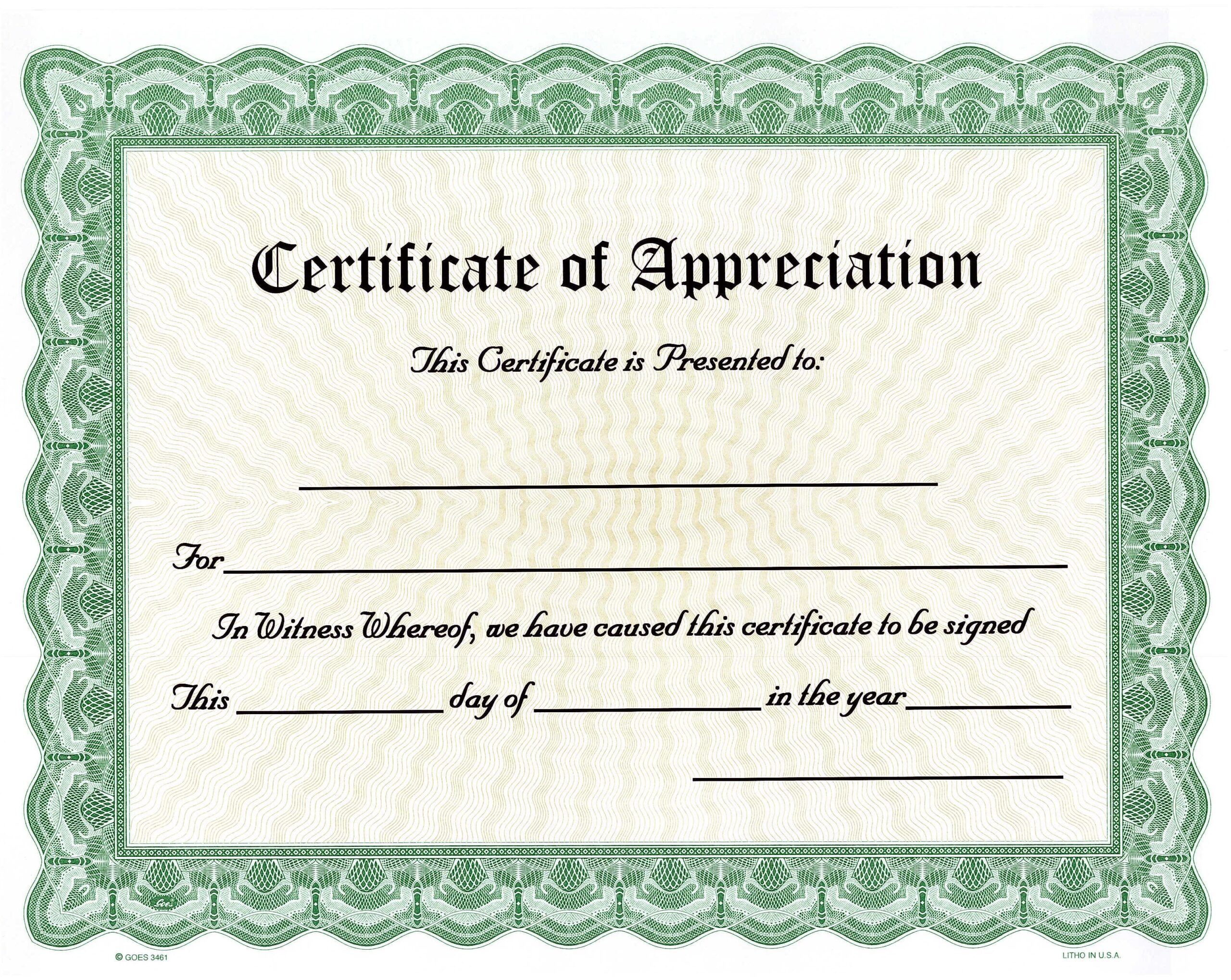 Blank Printable Award Certificate