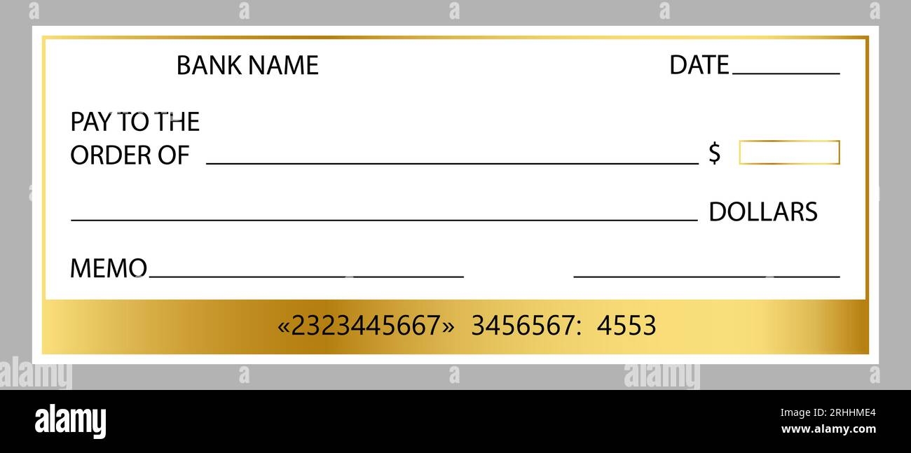 Blank Bank Check Template With Gold Element Vector Template Stock 