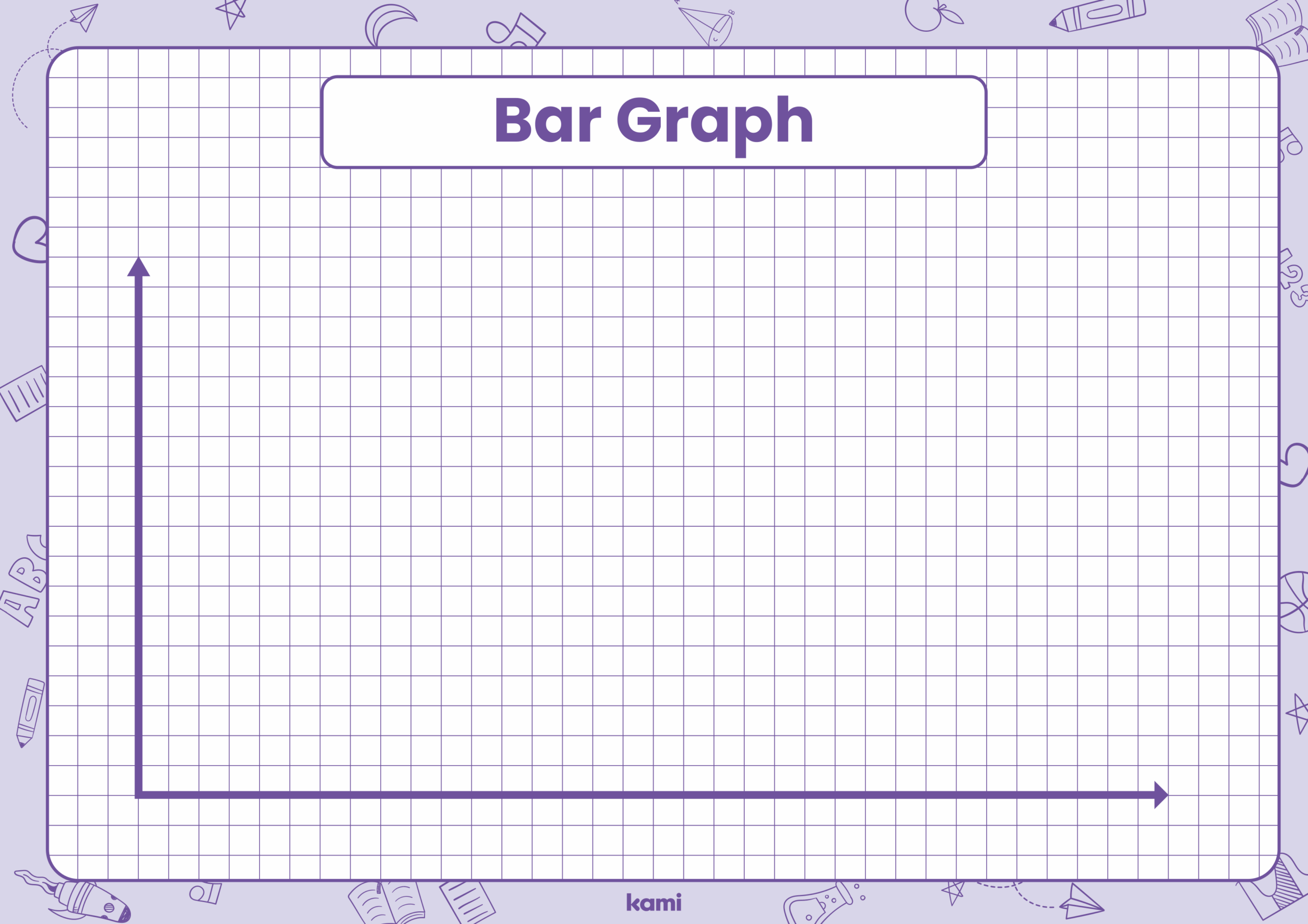 Blank Bar Graph Template Landscape Purple Border For Teachers 