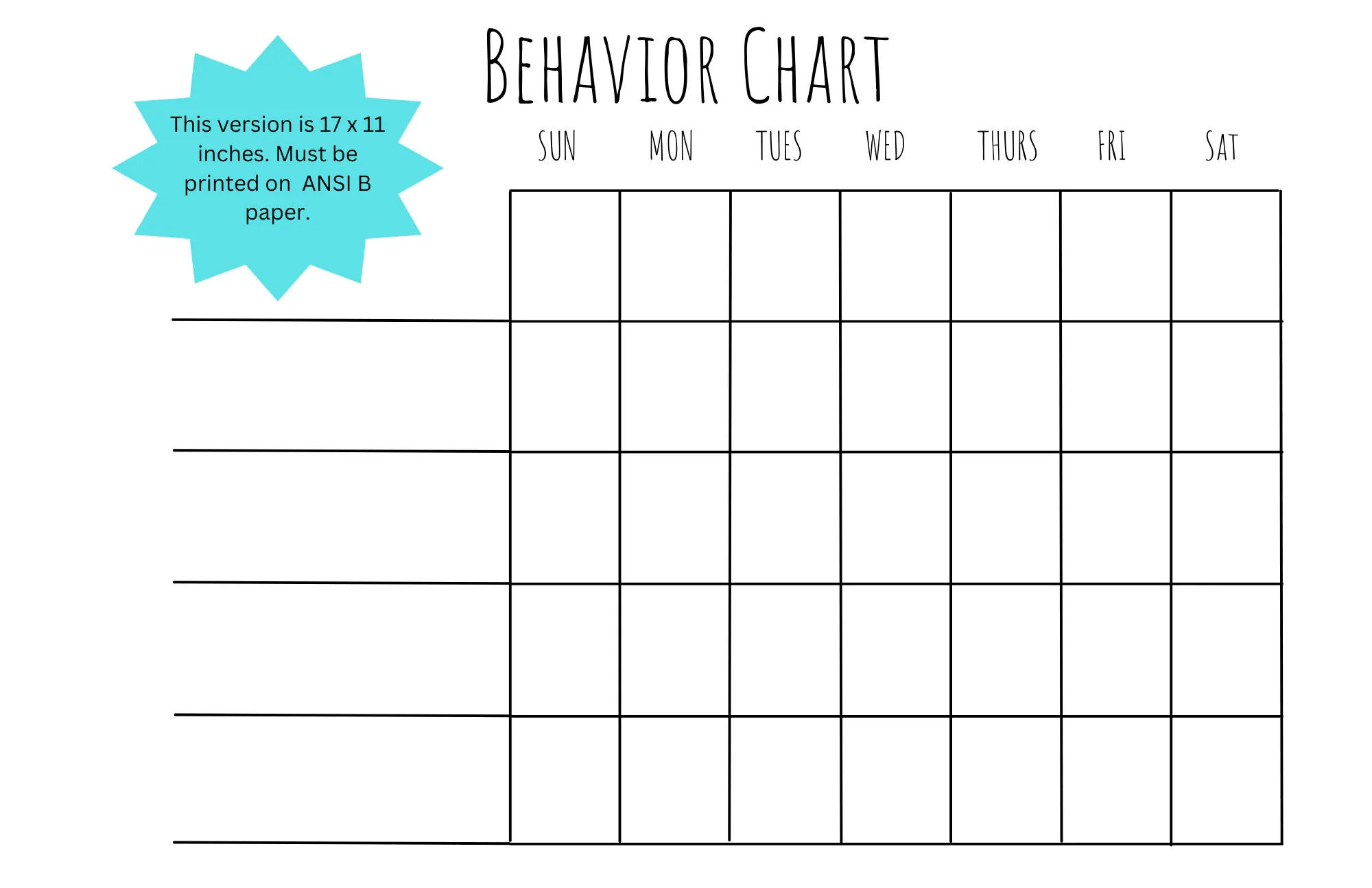 Blank Behaviour Chart Poster Druckbar Digitaler Download Etsy de