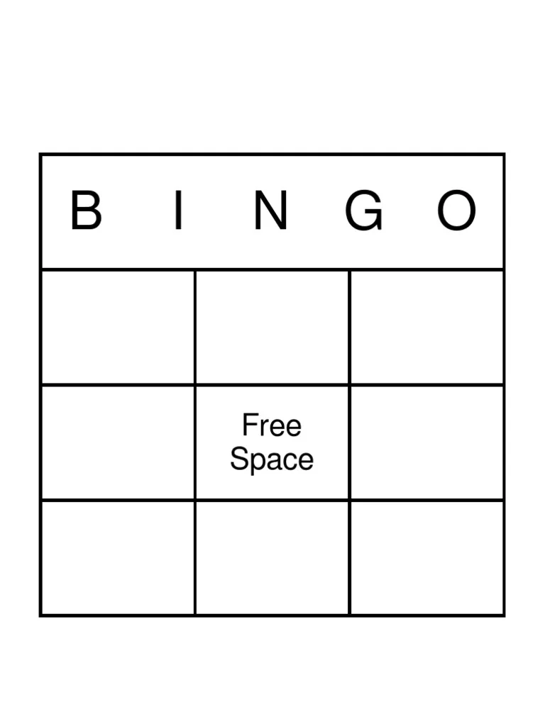 Blank Bingo Board 3x3 PDF