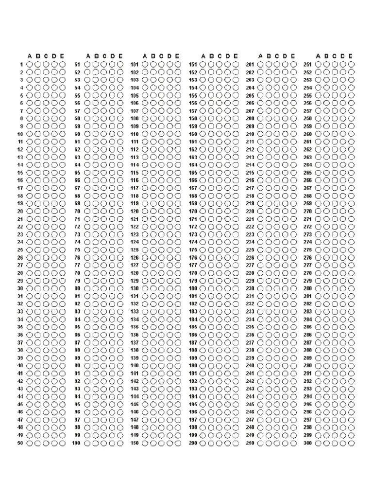 Blank Bubble Sheet PDF