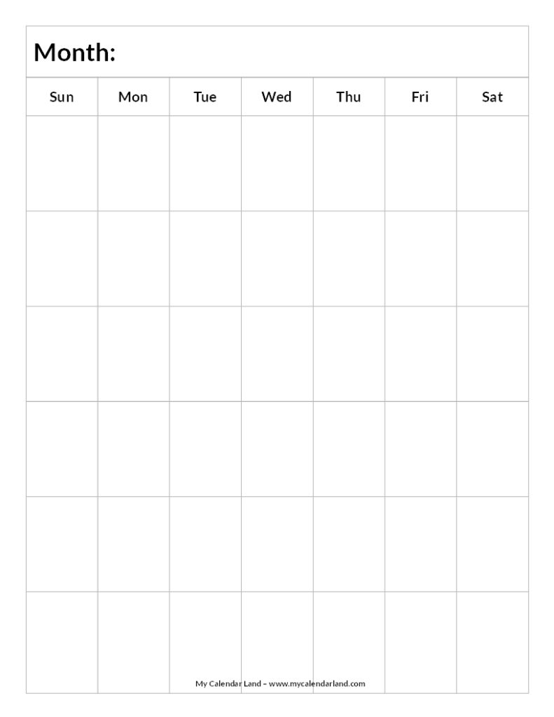 Blank Calendar Printable 6 Months