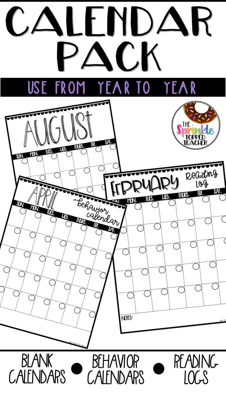 Blank Calendar Template Reading Log Behavior Calendar 
