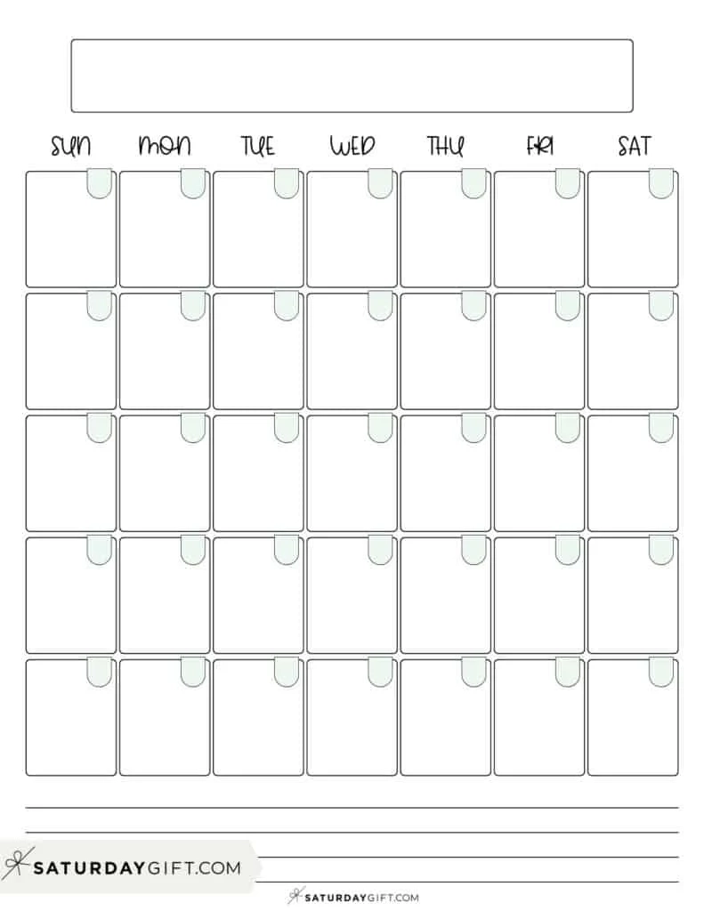 Character Printable Blank Monthly Calendar