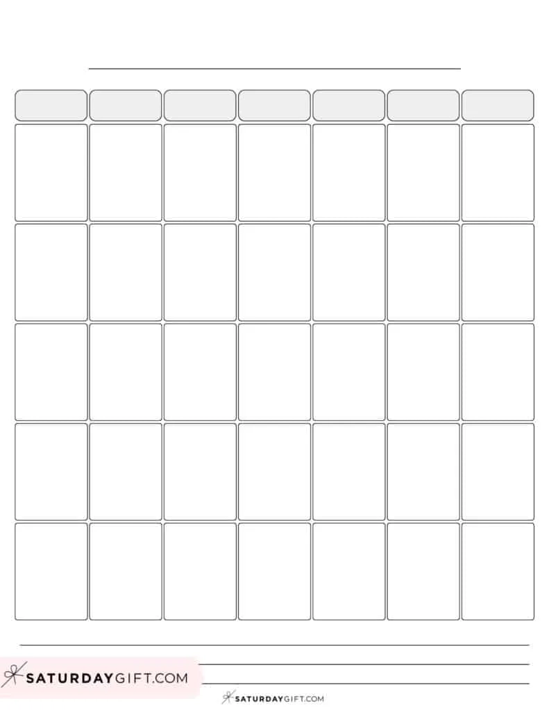 Blank Calendar Templates 29 Cute amp Free Printables SaturdayGift