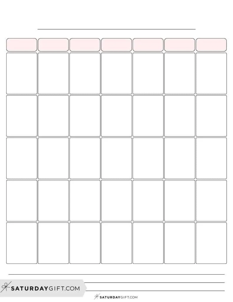 Printable Calender With Blank Bozes
