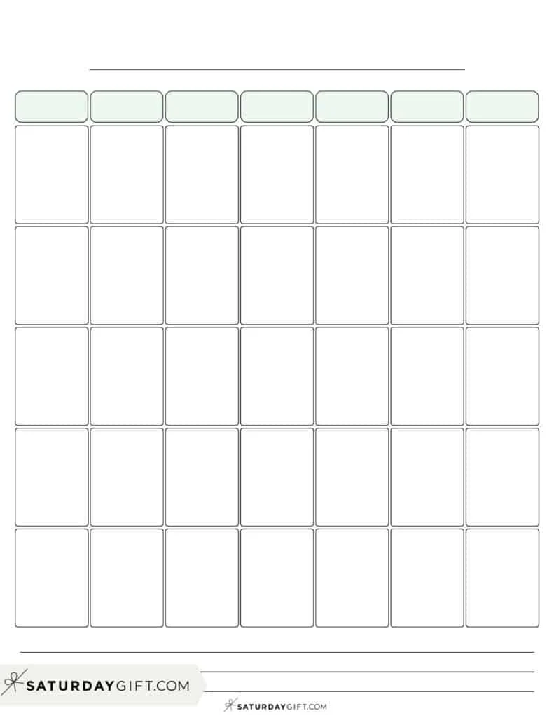 Blank Calendar Templates 29 Cute amp Free Printables SaturdayGift