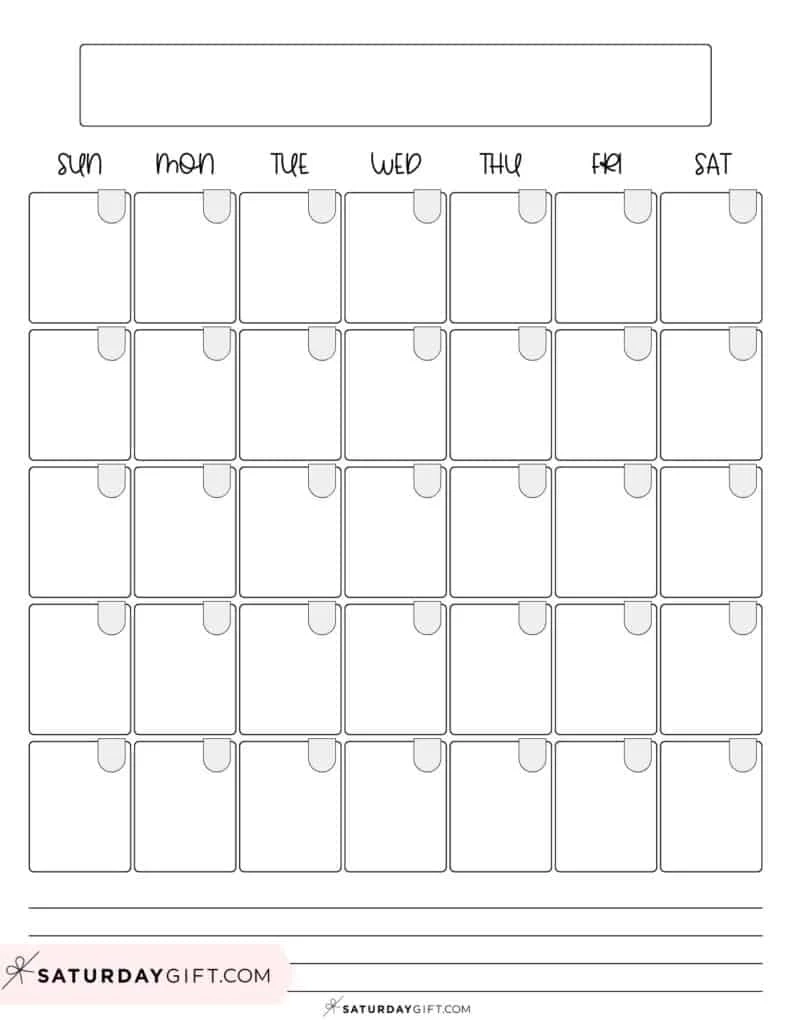 Simple Blank Printable Calendar