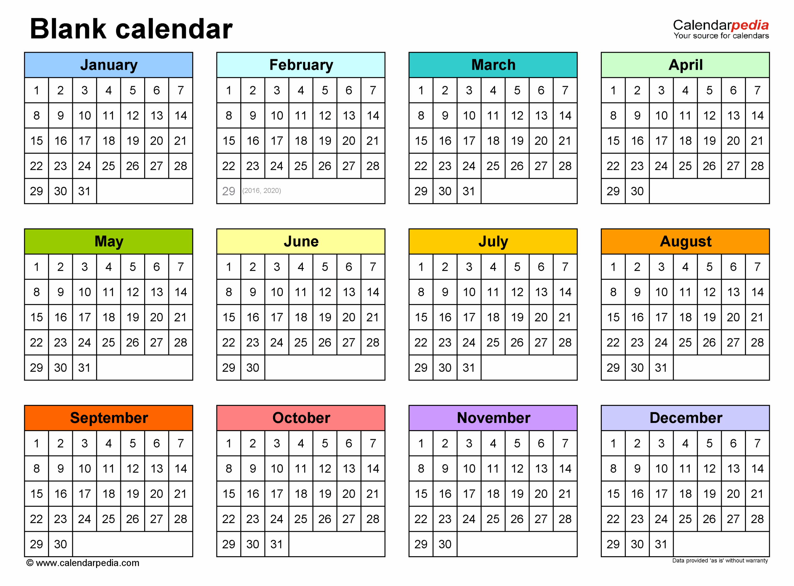 Blank Calendars Free Printable Microsoft Word Templates