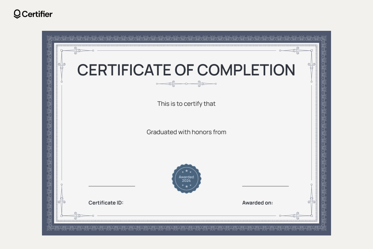 Blank Printable Certificate Of Completion