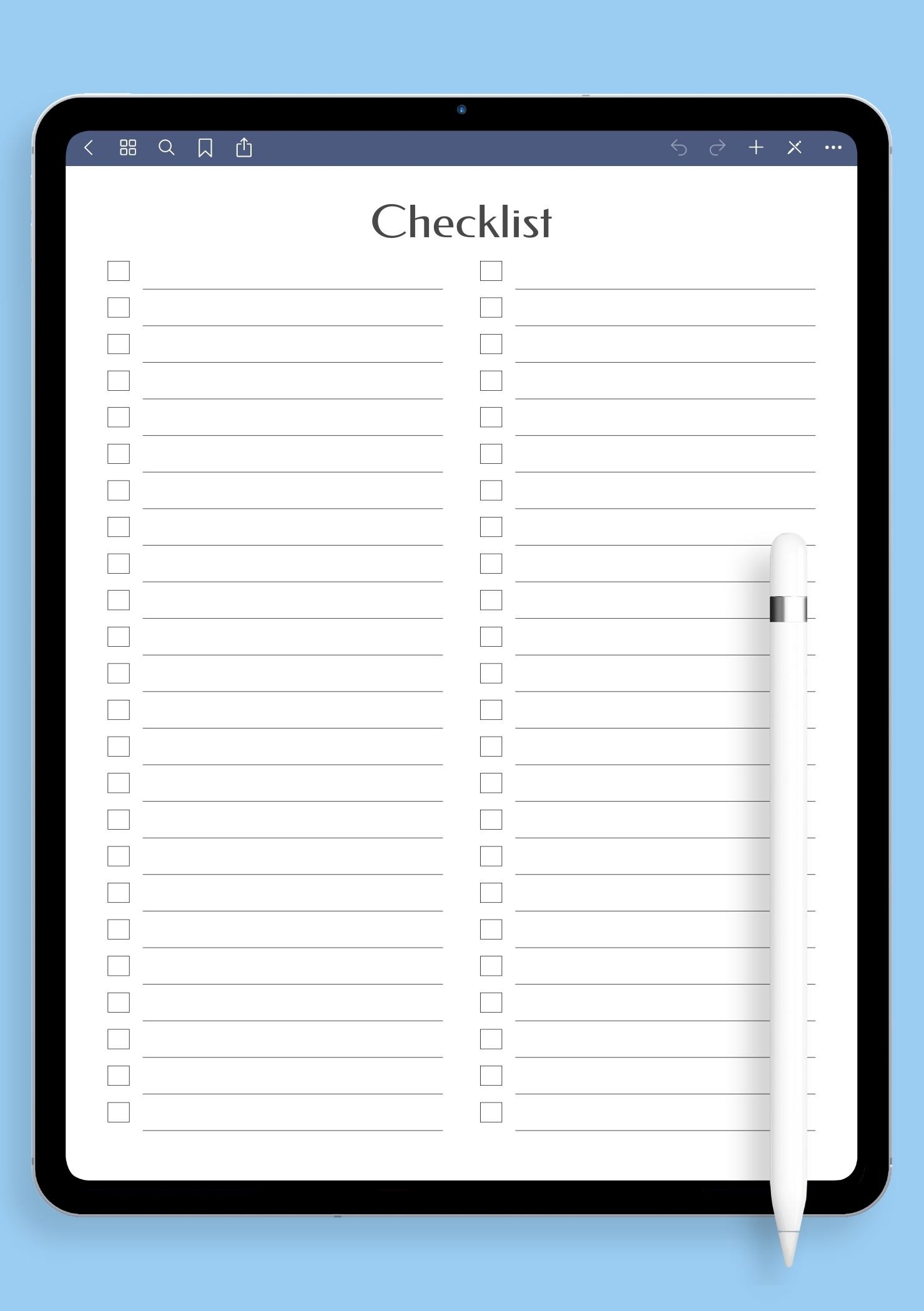 Printable Checklist Chart Template Blank
