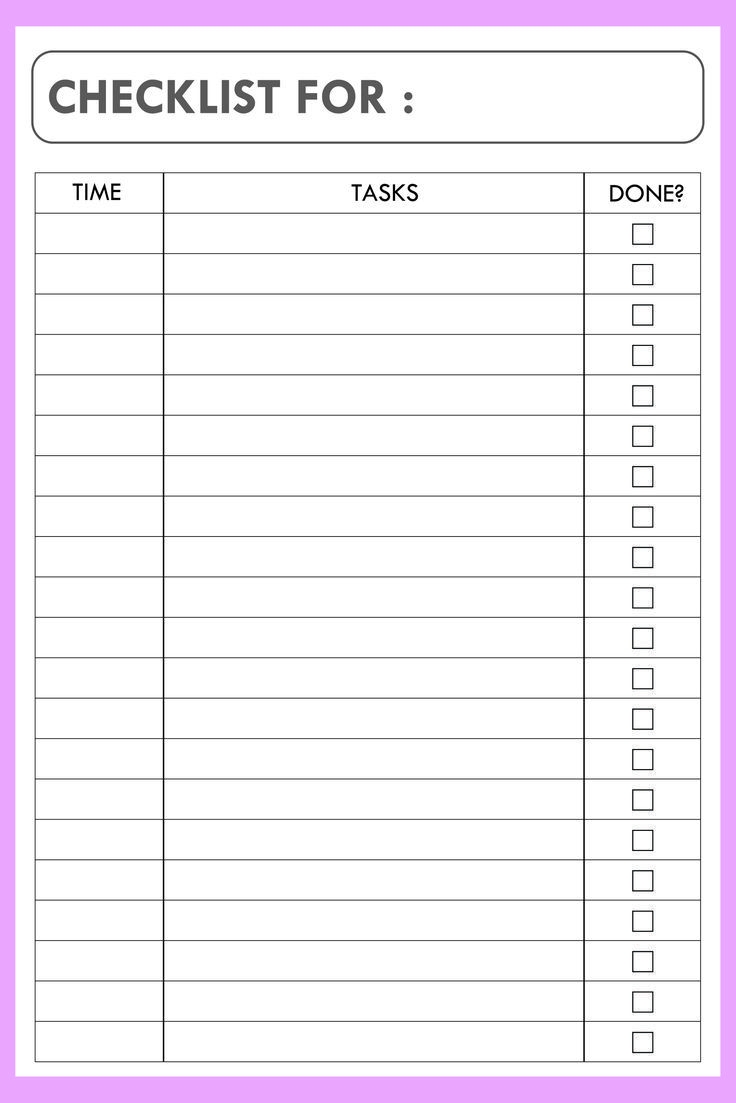 Printable Diy Blank Checklist