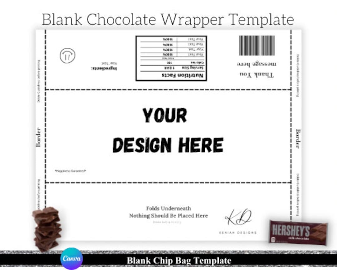 Blank Chocolate Wrapper Template Canva Editable Etsy UK