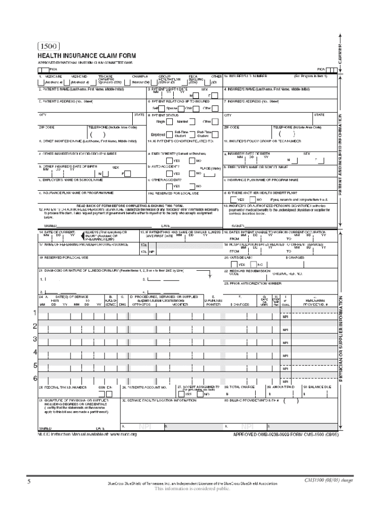 Blank Cms 1500 Form Fill Out amp Sign Online DocHub