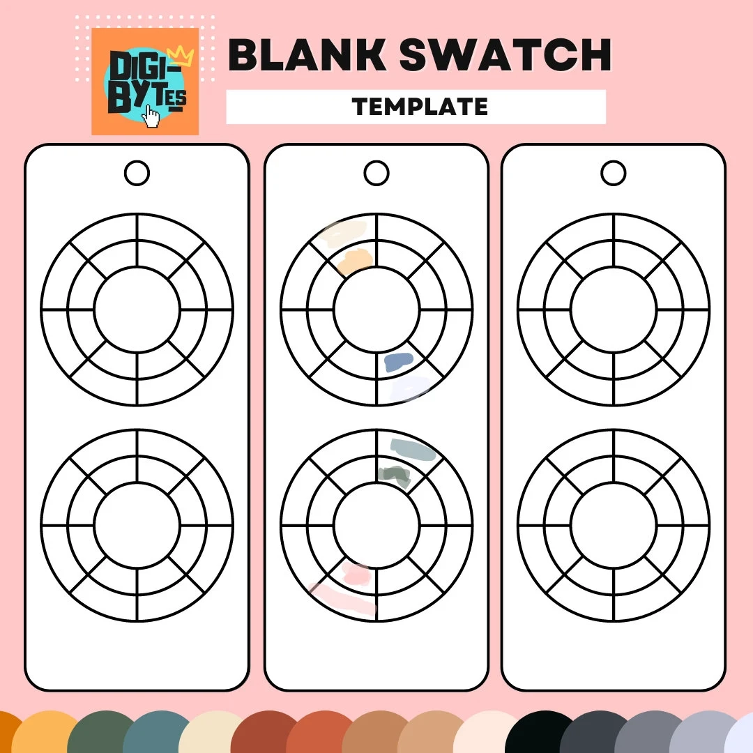 Blank Color Swatch Palette Template Printable DIY PDF Digital 