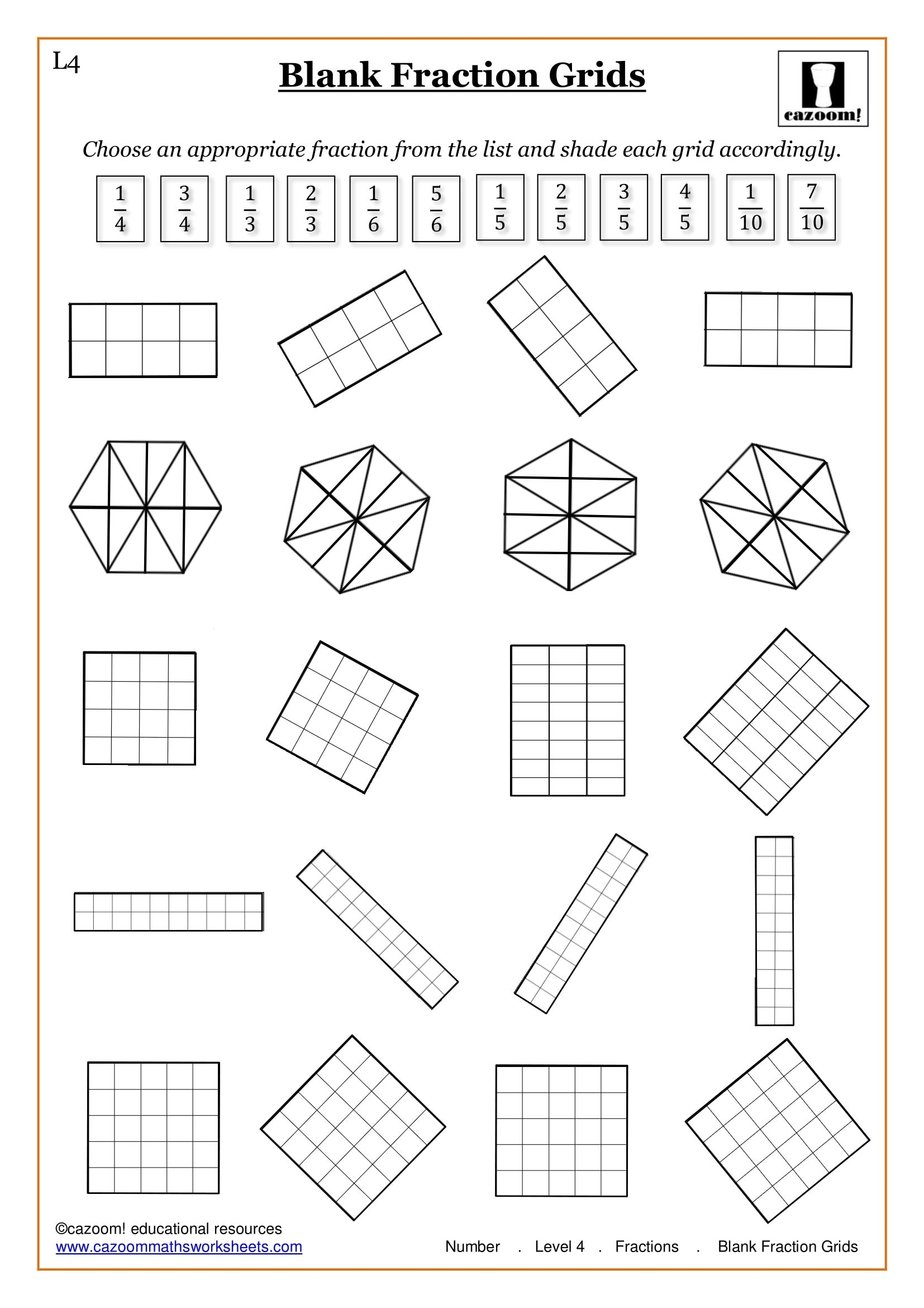 Blank Fraction Shading Grids 2 FREE Teaching Resources