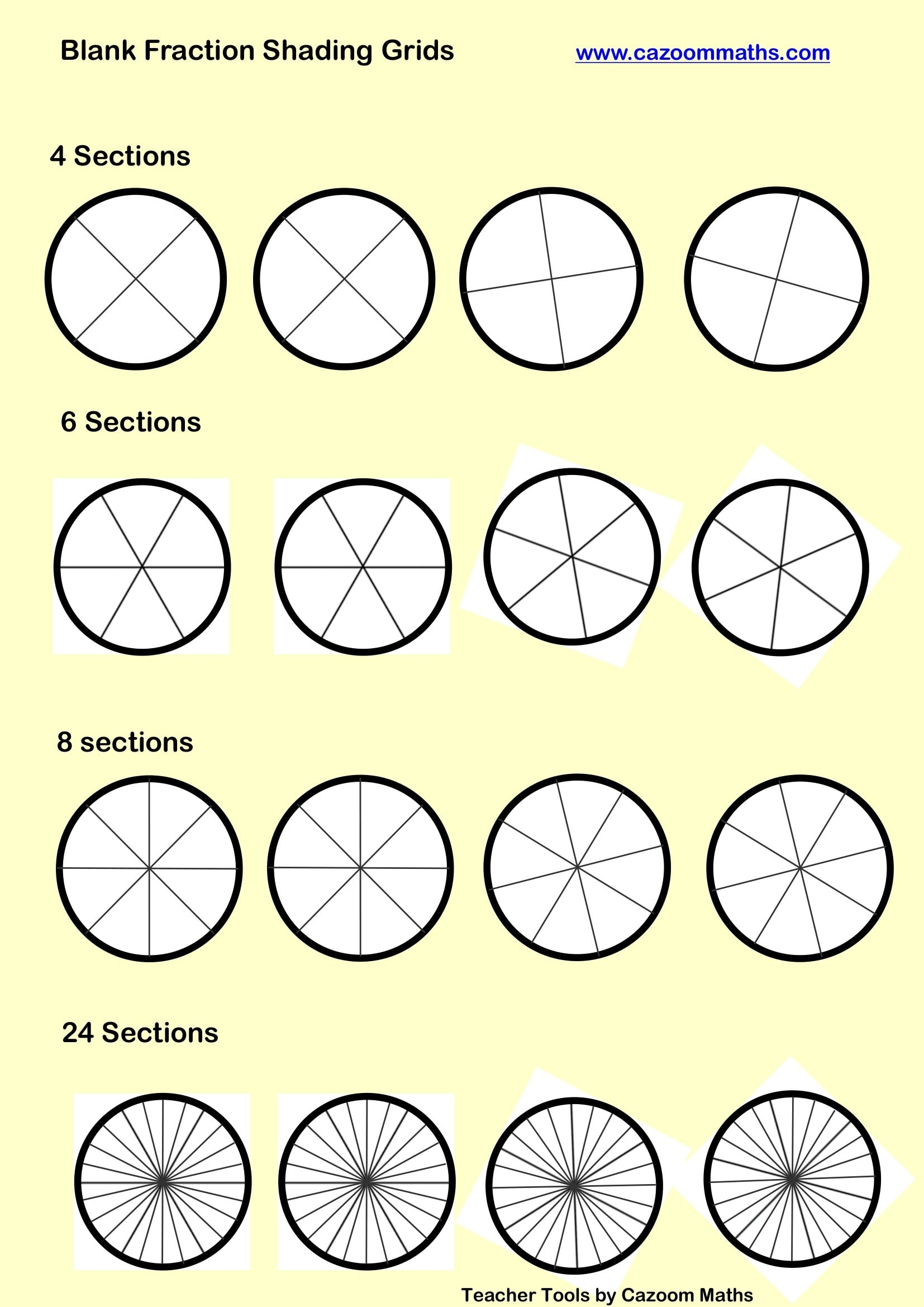 Blank Fraction Circles Printable