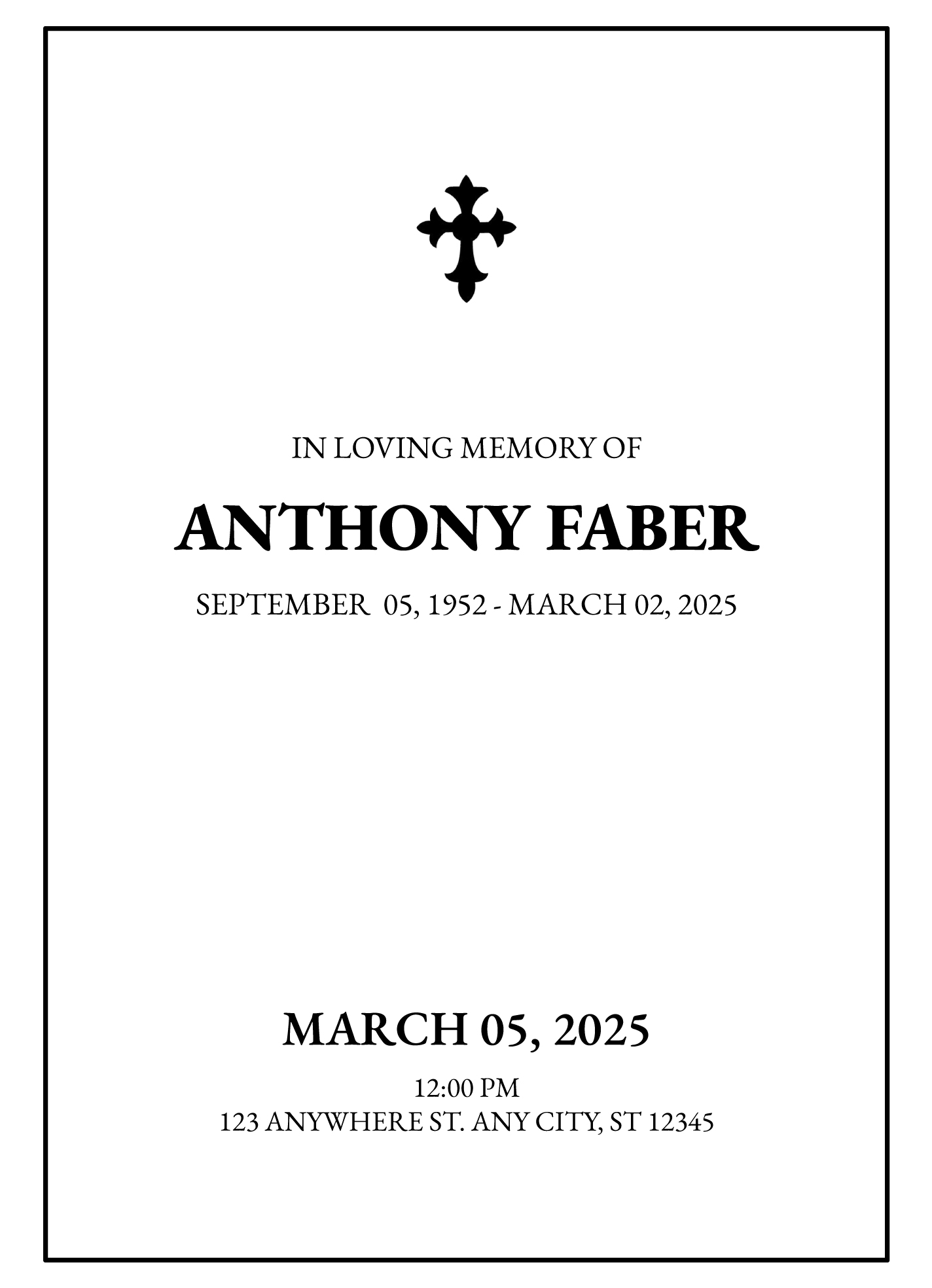 Printable Blank Funeral Program Template