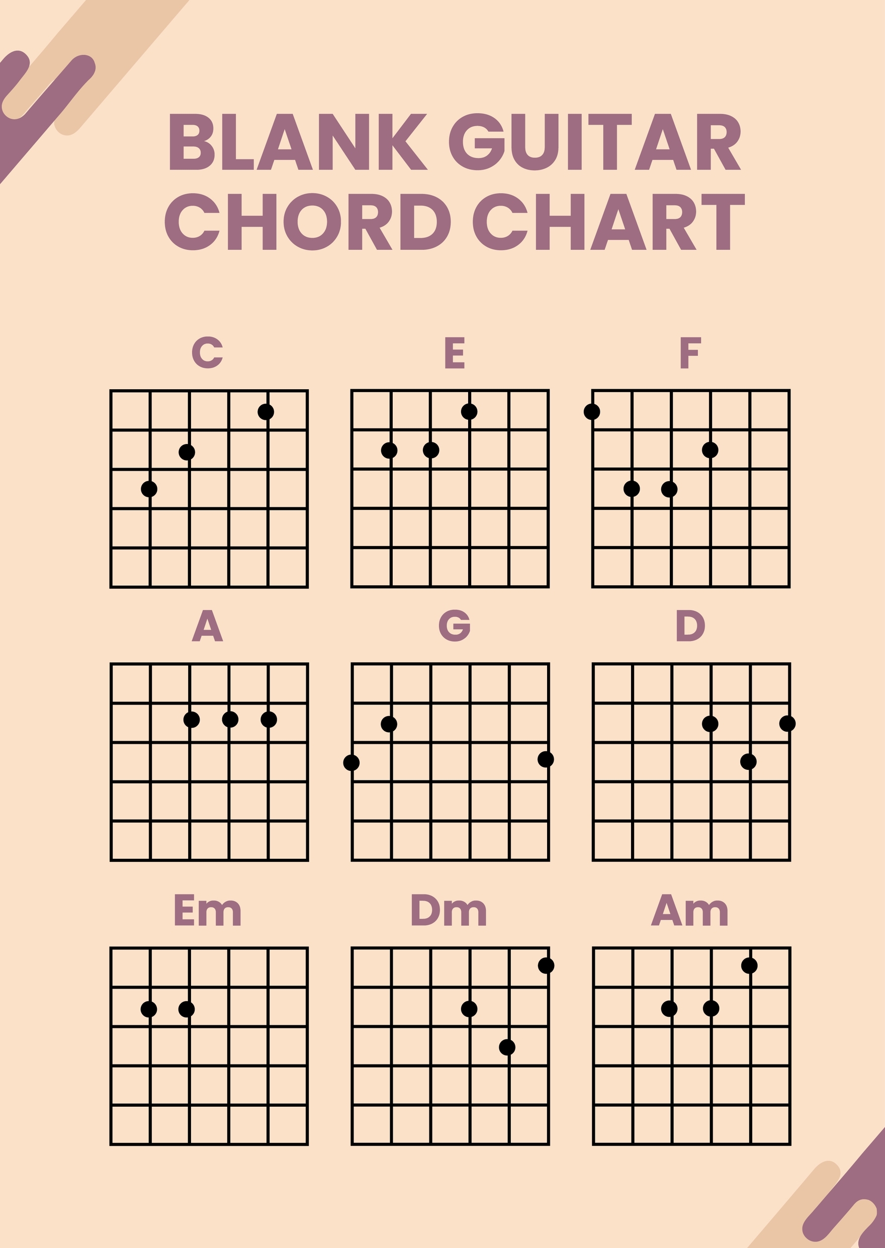 Printable Guitar Chord Chart Blank