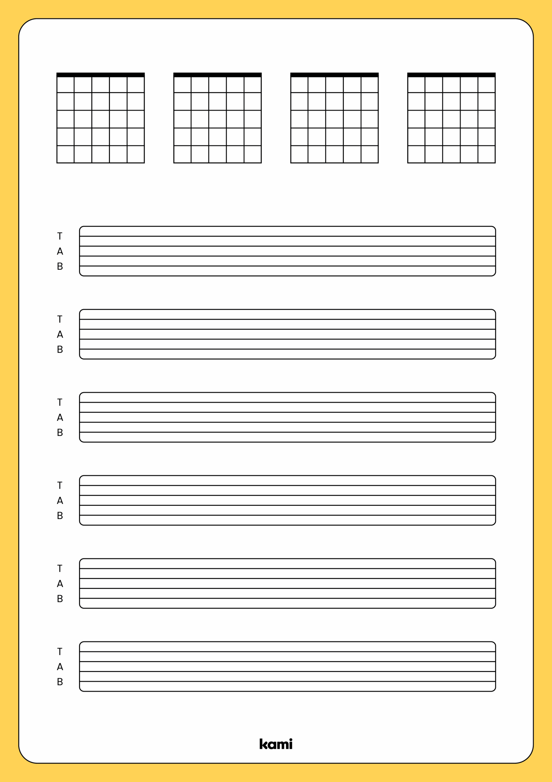 Printable Blank Tablature Paper
