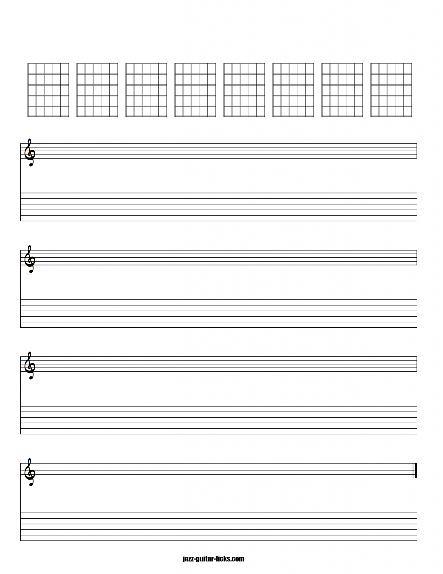 Printable Tablature Blank