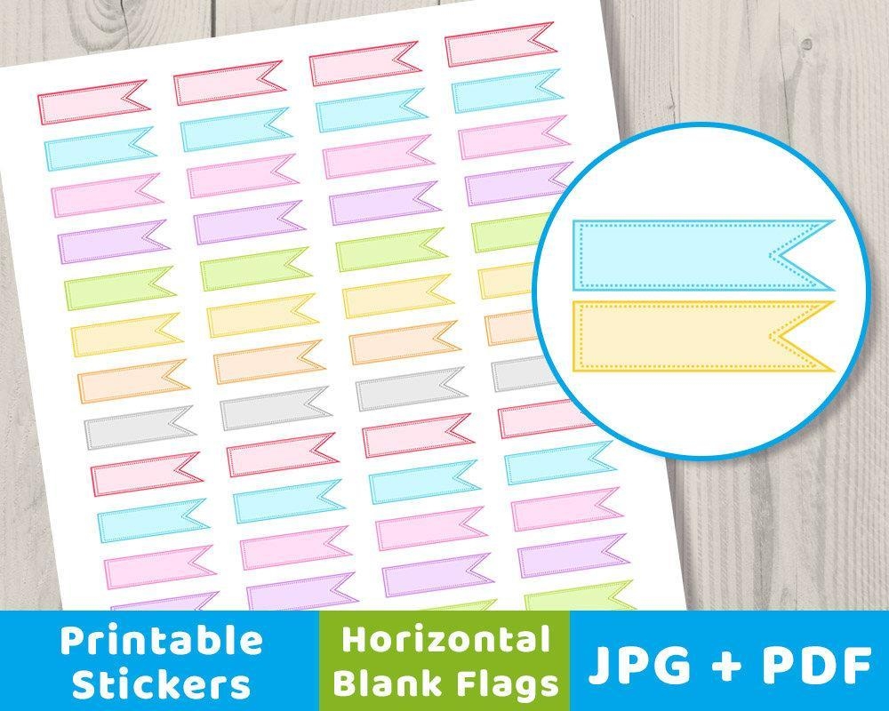 Blank Horizontal Flag Printable Planner Stickers