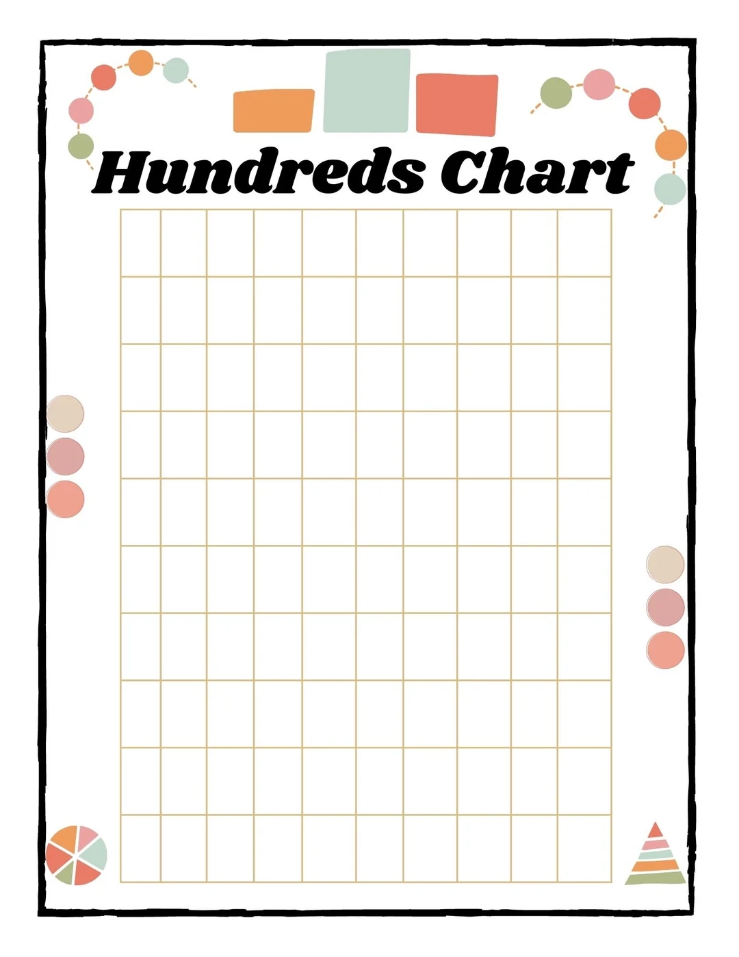 Blank Hundreds Chart Math digital Printable Etsy UK