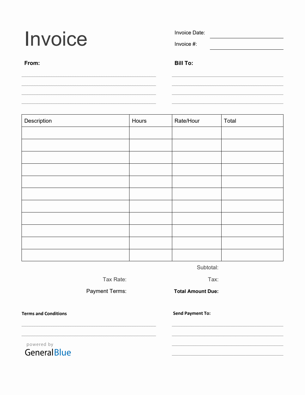 Printable Invoices Blank