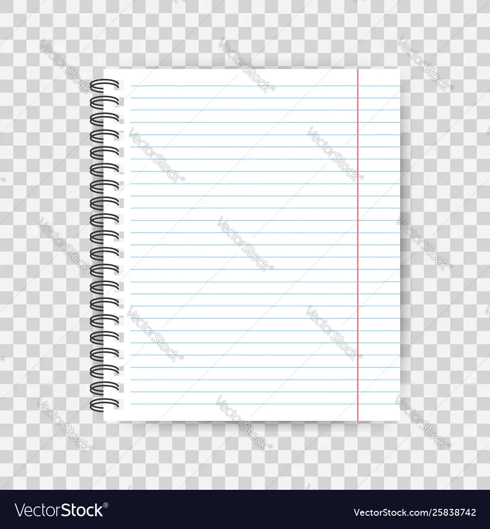 Blank Lined Paper Template One Page Notebook End Vector Image