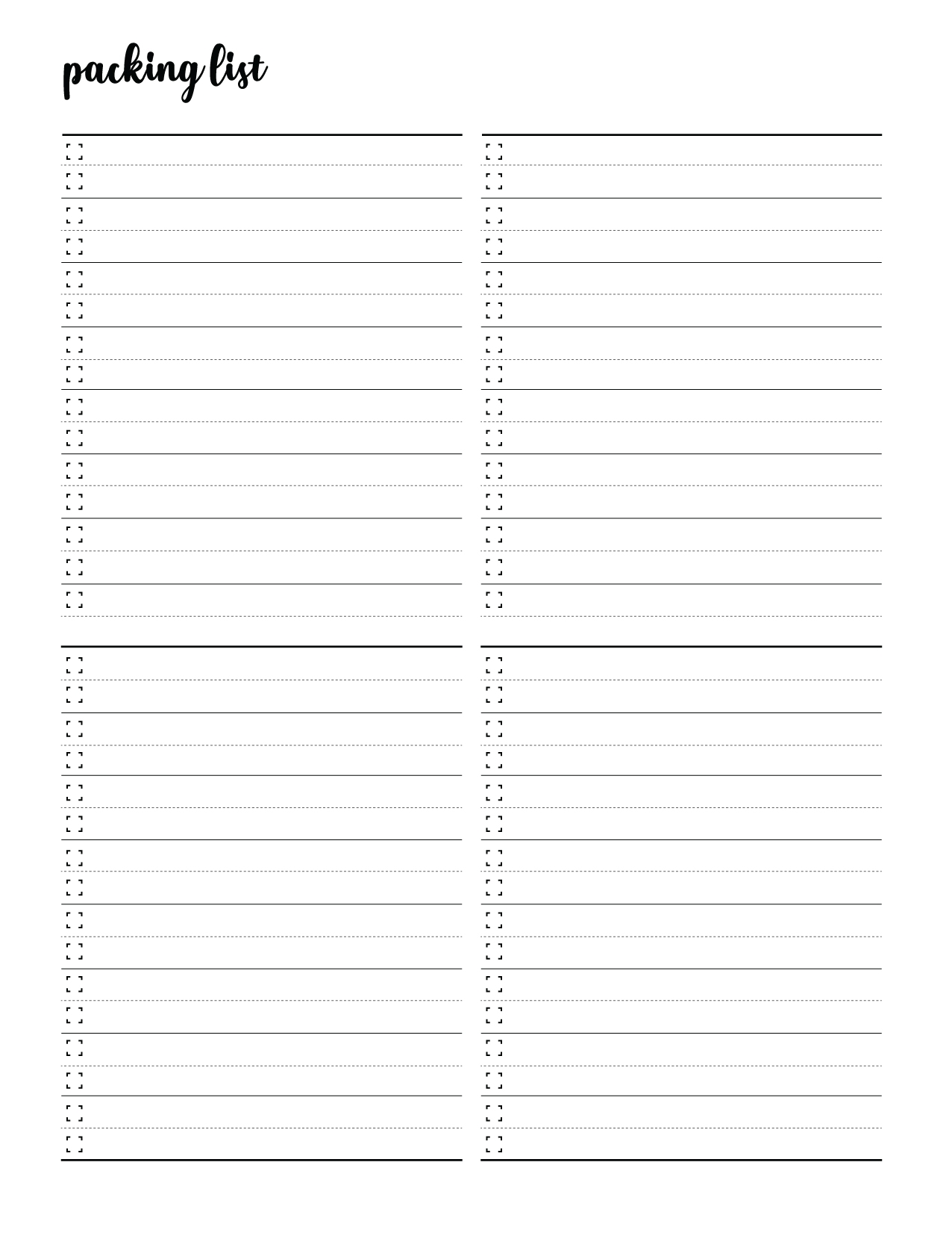 Printable Blank List Template