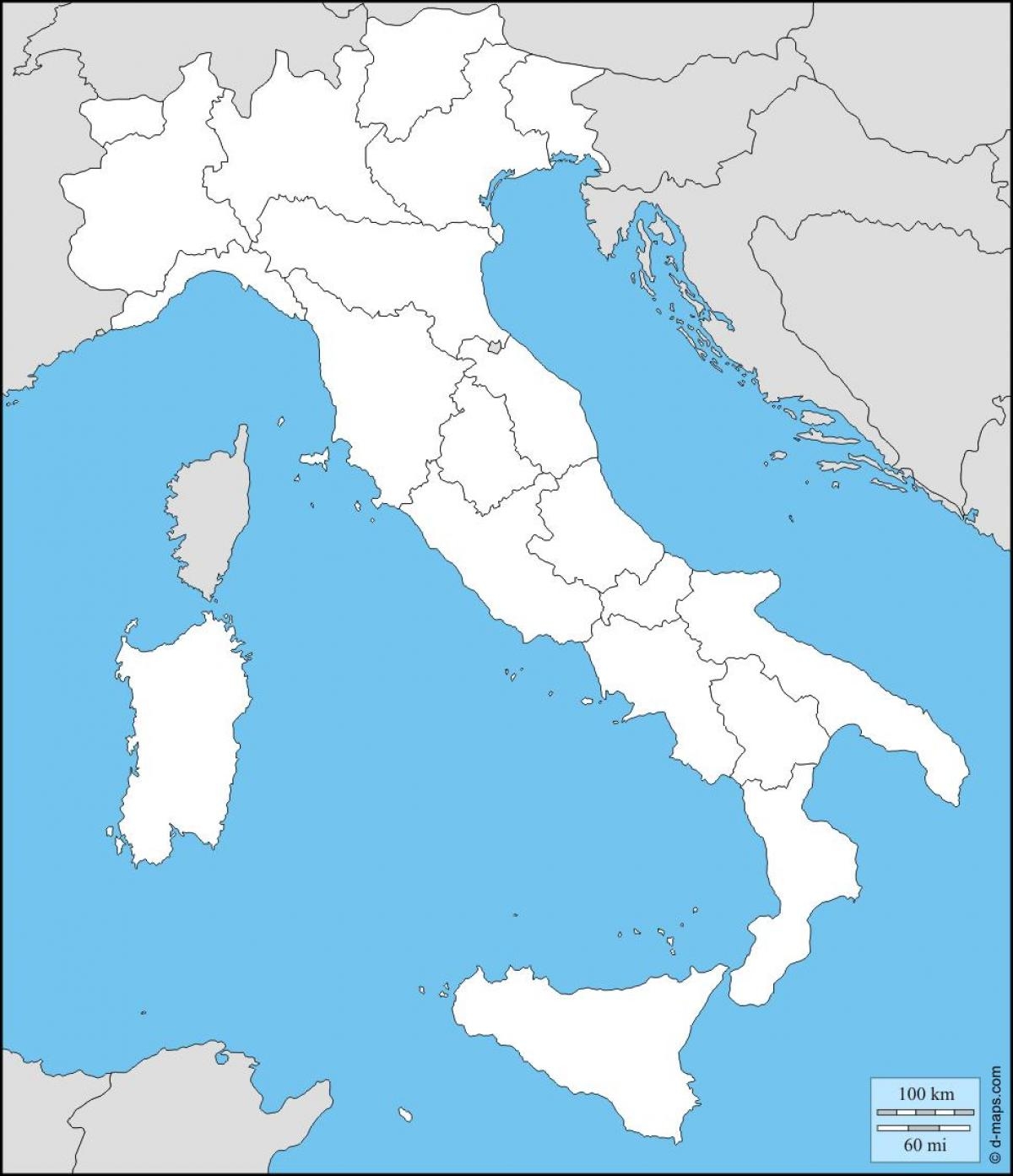 Blank Map Of Italy Blank Map Of Italy With Regions Southern 