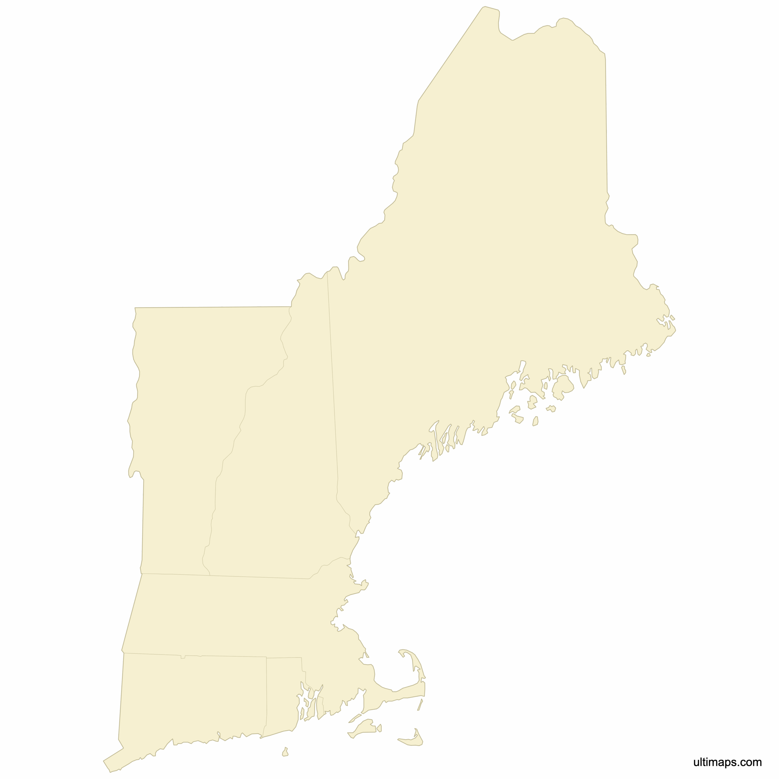 Blank Map Of New England States Ultimaps