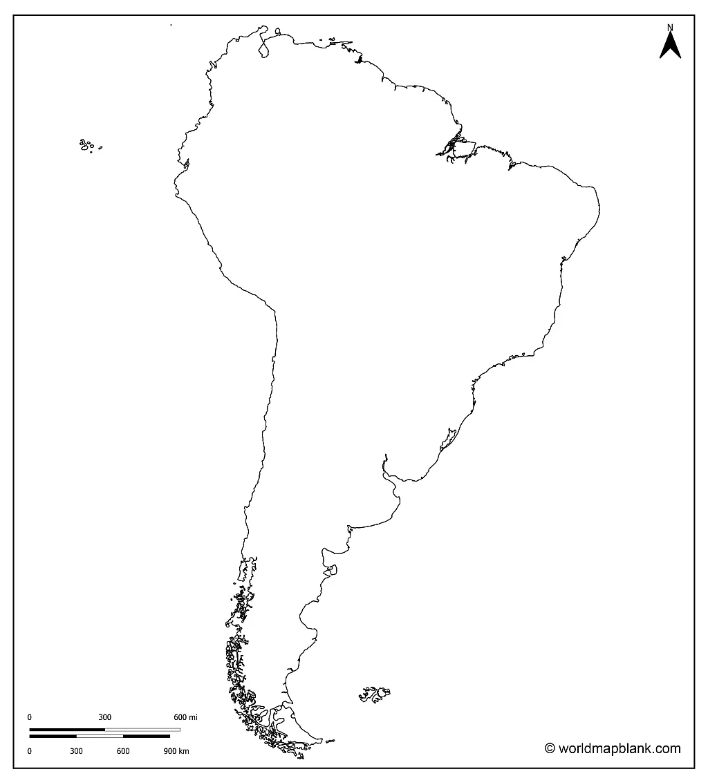 Blank Map Of South America Outline Countries Capitals