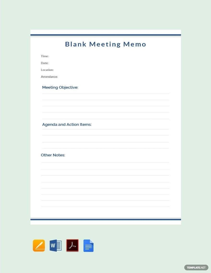 Blank Meeting Memo Template In Pages Word PDF Google Docs 
