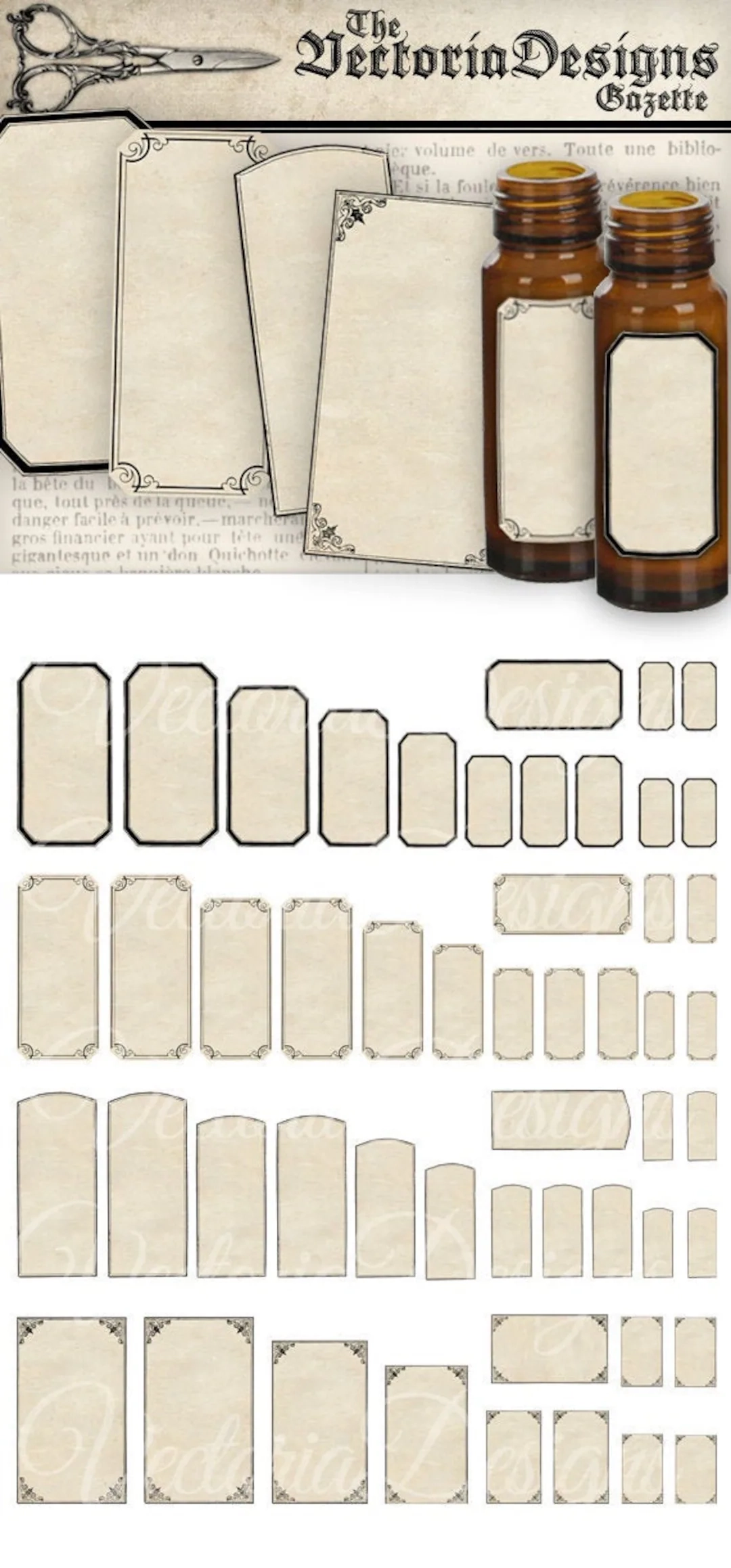 Blank Mini Apothecary Labels Printable Blank Add Text Label Vintage Blank Label Hobby Crafting Instant Download Bottle Label 000421 Etsy de