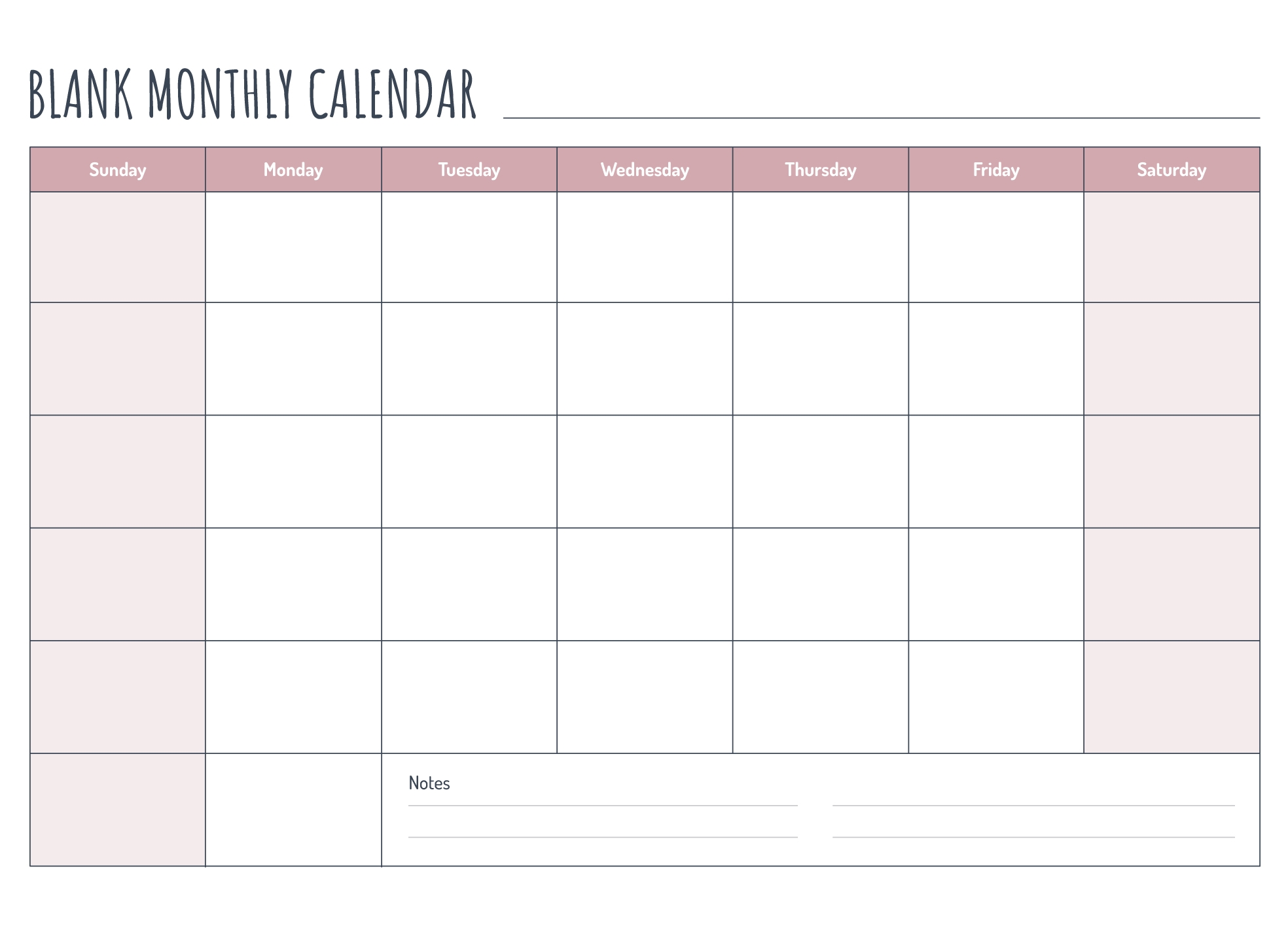 Free Blank Printable Calendar Grid